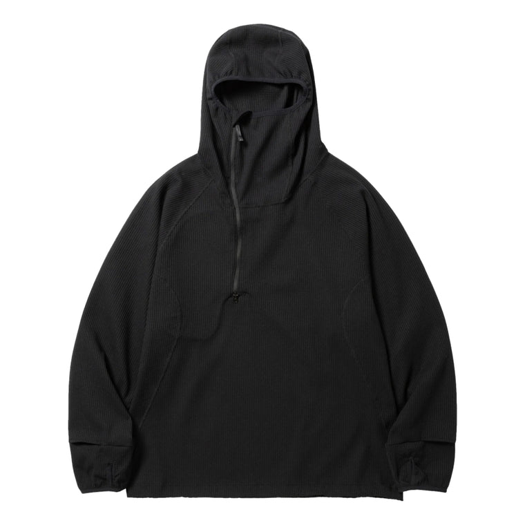 MEANSWHILE SOLOTEX WAFFLE BALACLAVA HOODIE-BLACK