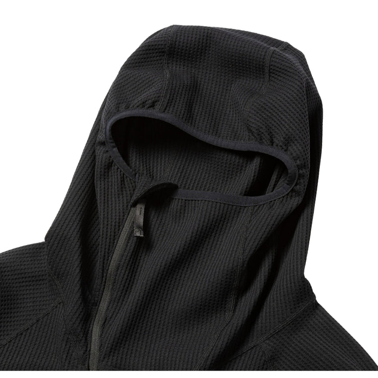 MEANSWHILE SOLOTEX WAFFLE BALACLAVA HOODIE-BLACK