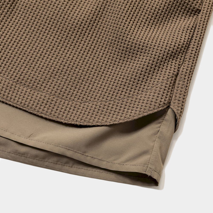 MEANSWHILE SOLOTEX WAFFLE EASY SHORTS-BROWN