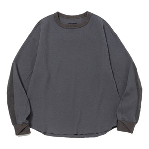 MEANSWHILE SOLOTEX WAFFLE L/S TEE-CHARCOAL