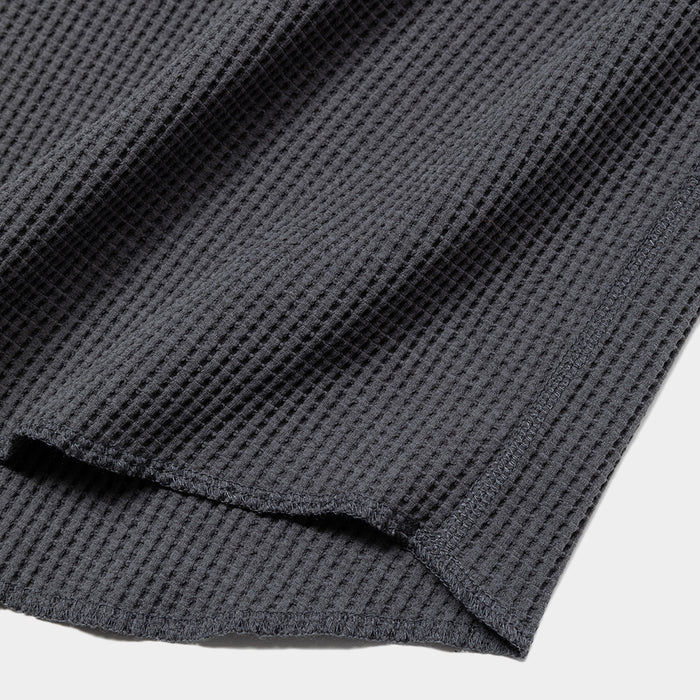 MEANSWHILE SOLOTEX WAFFLE L/S TEE-CHARCOAL