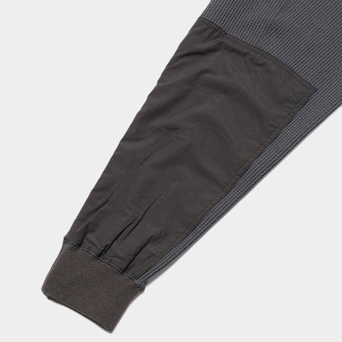 MEANSWHILE SOLOTEX WAFFLE L/S TEE-CHARCOAL