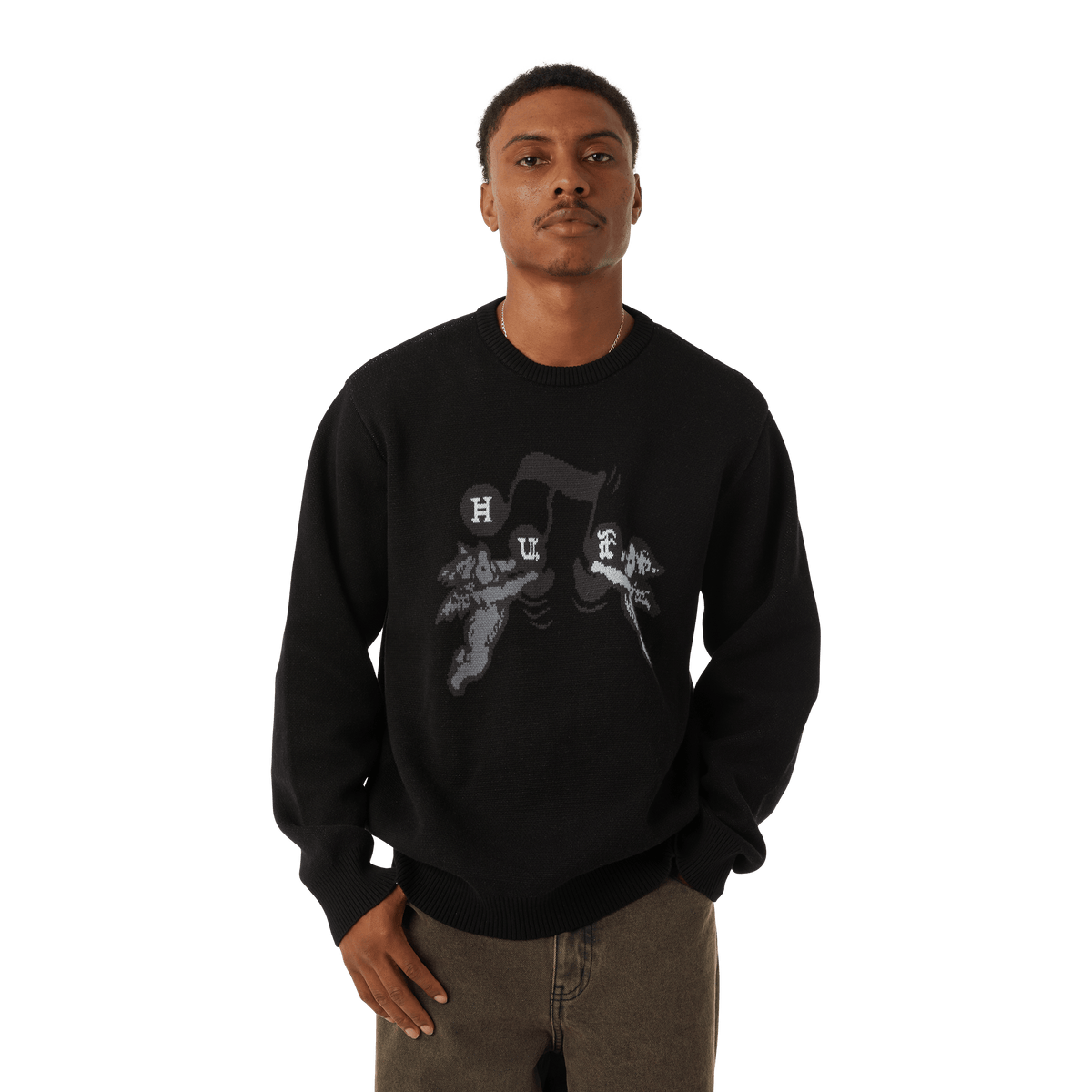HUF SONG INTARSIA SWEATER-BLACK