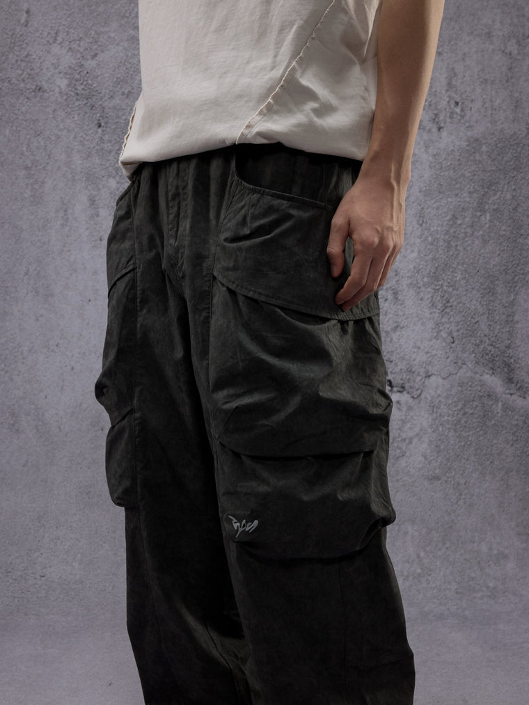 NINE POINT NINE SPIRAL MULTI POCKET FIELD PANTS-BLACK