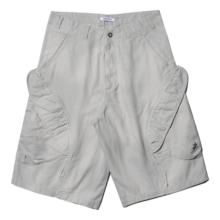 NINE POINT NINE SPIRAL MULTI POCKET FIELD SHORTS-LIGHT GREY