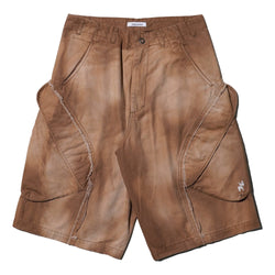 NINE POINT NINE SPIRAL MULTI POCKET FIELD SHORTS-BROWN