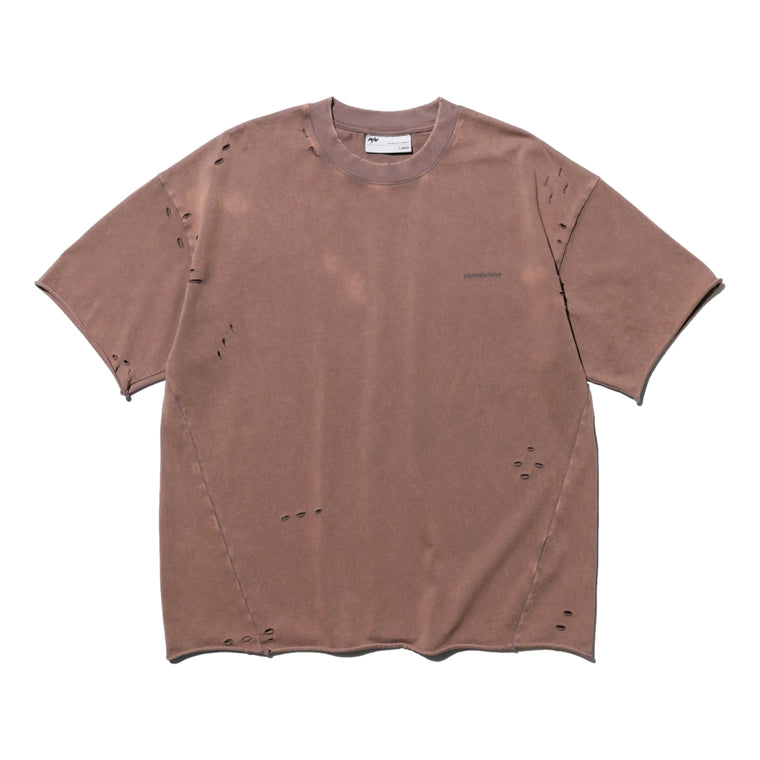 NINE POINT NINE "SPIRAL NEVER END" WASH TEE-BROWN