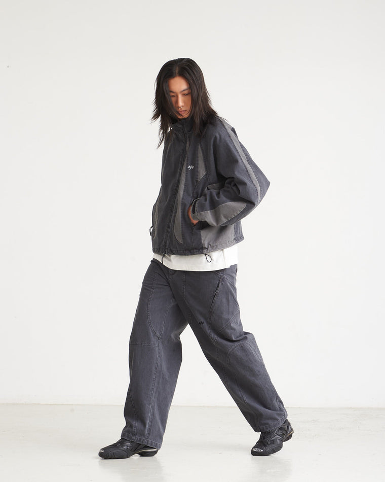 NINE POINT NINE SPRINTER OVERSIZE PANEL DEMIN JACKET-WASHED GREY