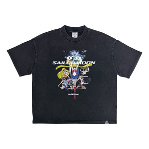 2ND CLOSET "SAILORMOON" WASHED BOXY T-SHIRT-WASHED BLACK