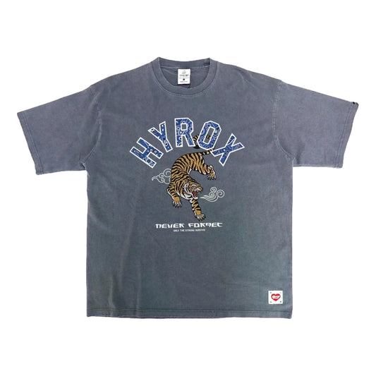 2ND CLOSET HYROX TIGER WASHED T-SHIRT-WASHED BLUE