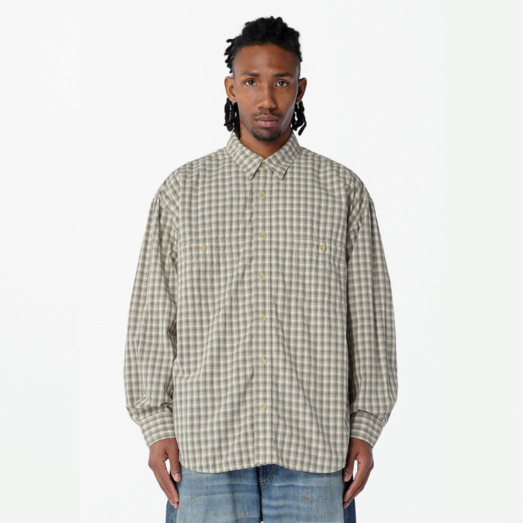 MADNESS STANDARD MINI CHECK BD SHIRT(MADE IN JAPAN)-GRAVEL