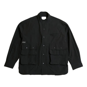OPEN DIALOGUE STAND COLLAR MULTI POCKET SHIRT-BLACK