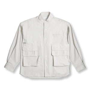 OPEN DIALOGUE STAND COLLAR MULTI POCKET SHIRT-GREY