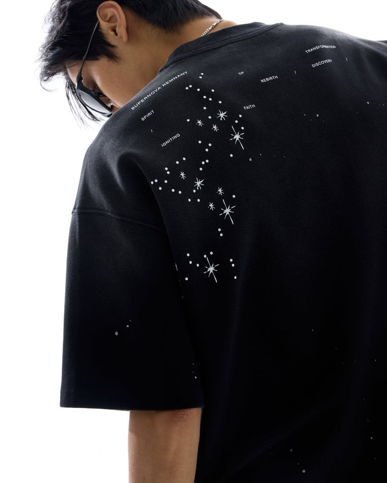 NINE POINT NINE STAR NIGHT S/S TEE-WASHED GREY