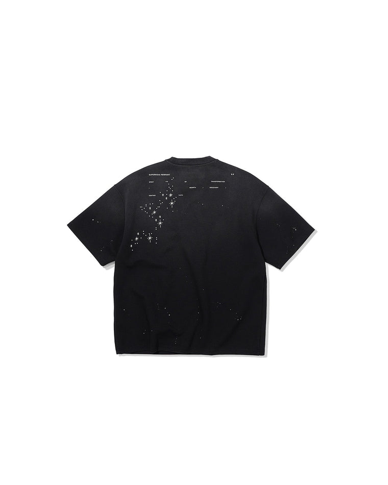 NINE POINT NINE STAR NIGHT S/S TEE-WASHED BLACK