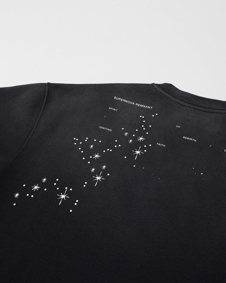 NINE POINT NINE STAR NIGHT S/S TEE-WASHED BLACK
