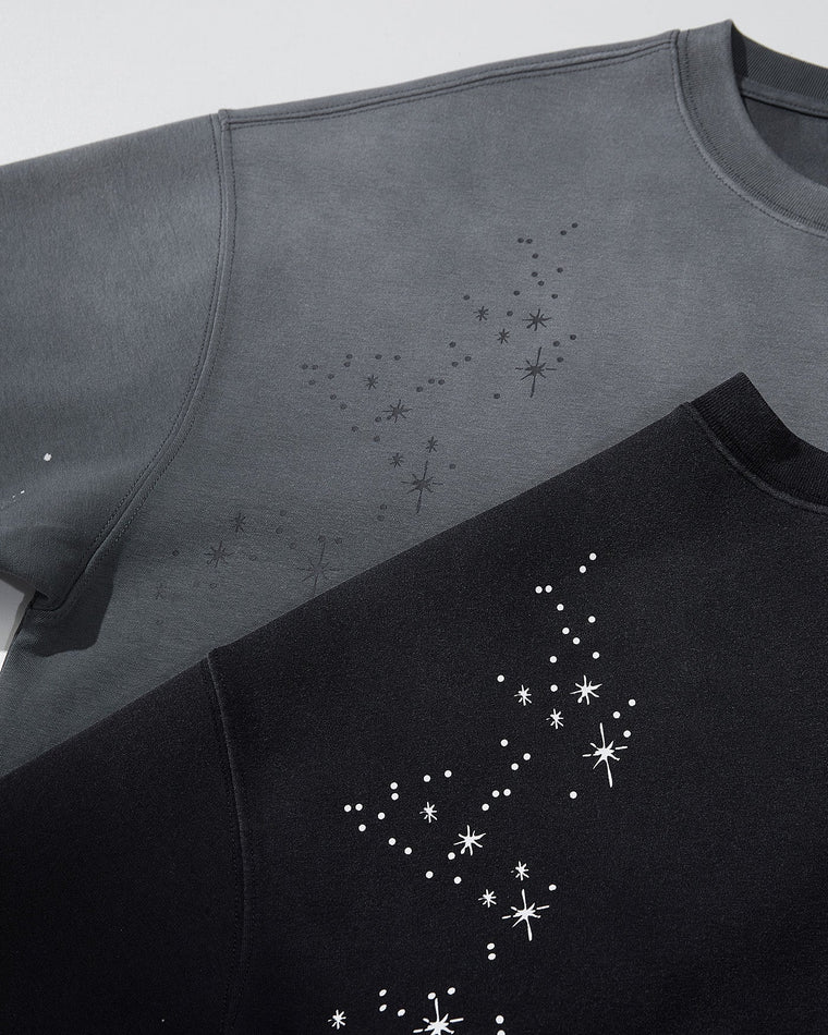 NINE POINT NINE STAR NIGHT S/S TEE-WASHED GREY