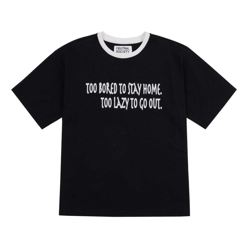NEUTRAL SOCIETY STAY HOME RINGER TEE-BLACK