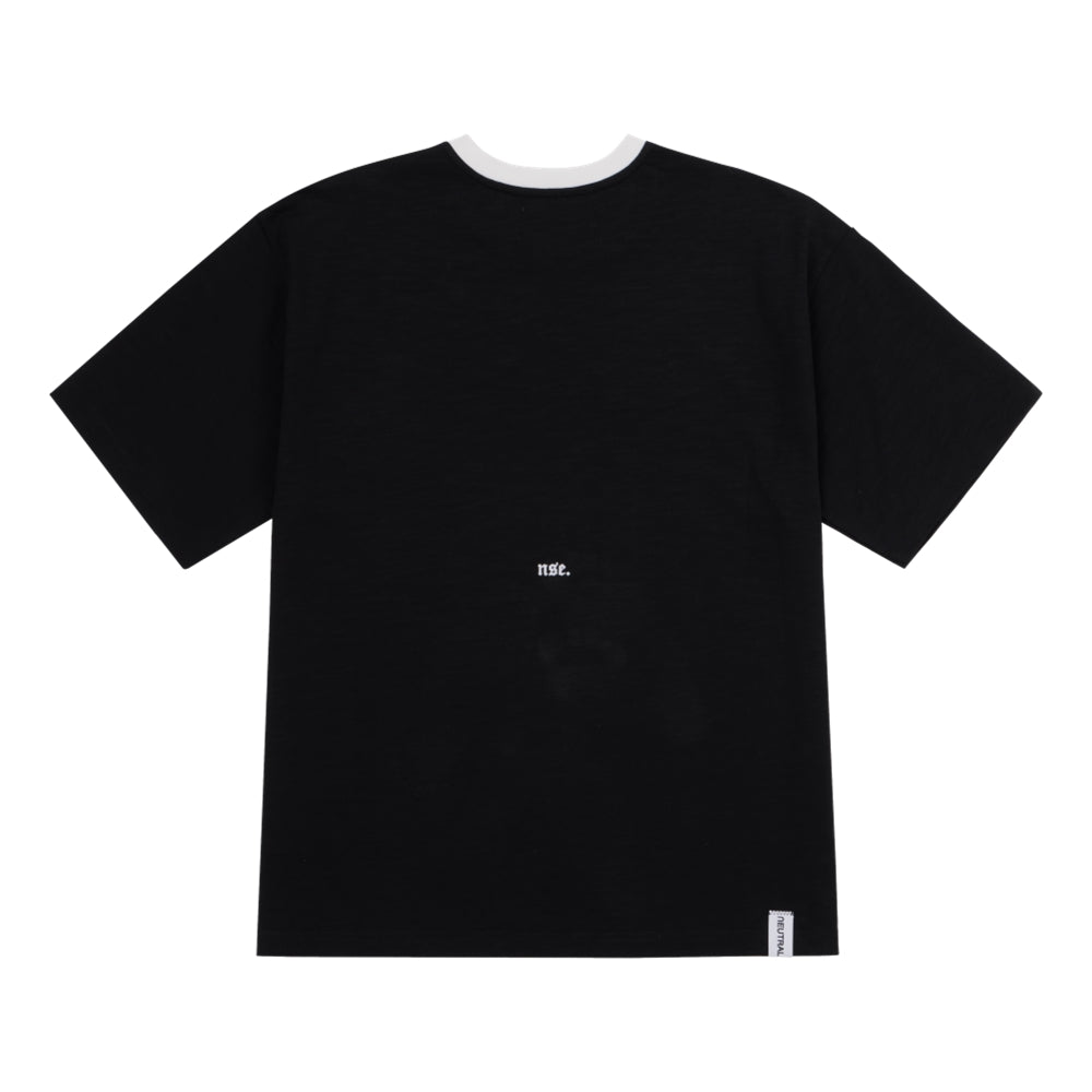 NEUTRAL SOCIETY STAY HOME RINGER TEE-BLACK
