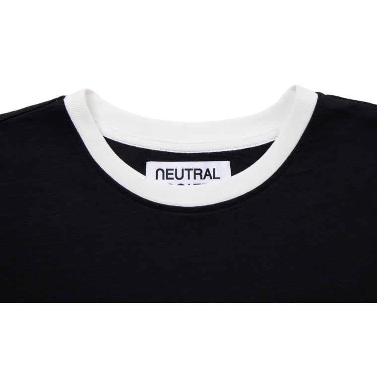 NEUTRAL SOCIETY STAY HOME RINGER TEE-BLACK
