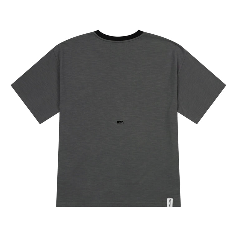NEUTRAL SOCIETY STAY HOME RINGER TEE-DARK GREY