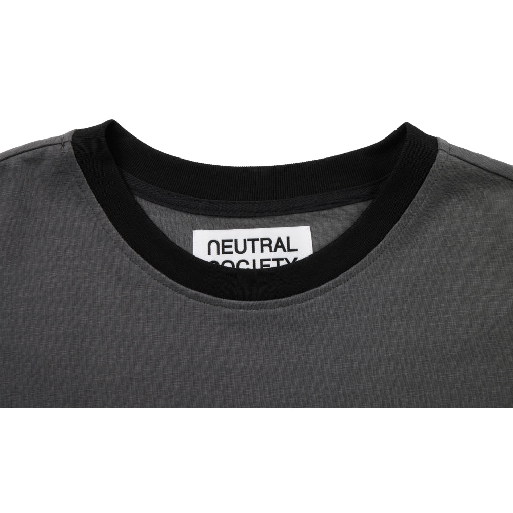 NEUTRAL SOCIETY STAY HOME RINGER TEE-DARK GREY