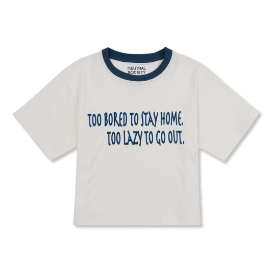 NEUTRAL SOCIETY STAY HOME RINGER TEE-WHITE