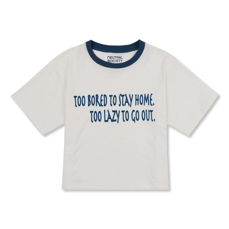 NEUTRAL SOCIETY STAY HOME RINGER TEE-WHITE