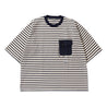 AND WANDER STRIPE POCKET SS TEE-NAVY