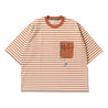 AND WANDER STRIPE POCKET SS TEE-ORANGE