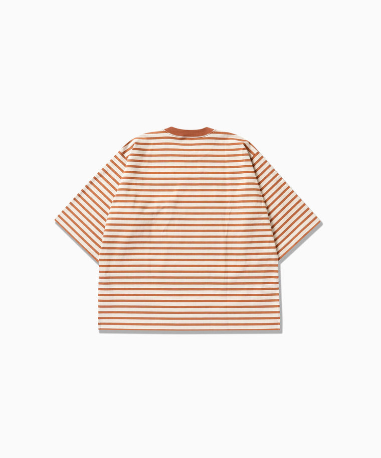 AND WANDER STRIPE POCKET SS TEE-ORANGE