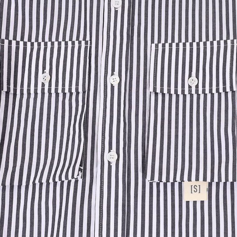 A[S]USL STRIPES FOUR POCKETS SHIRT-BLACK STRIPES
