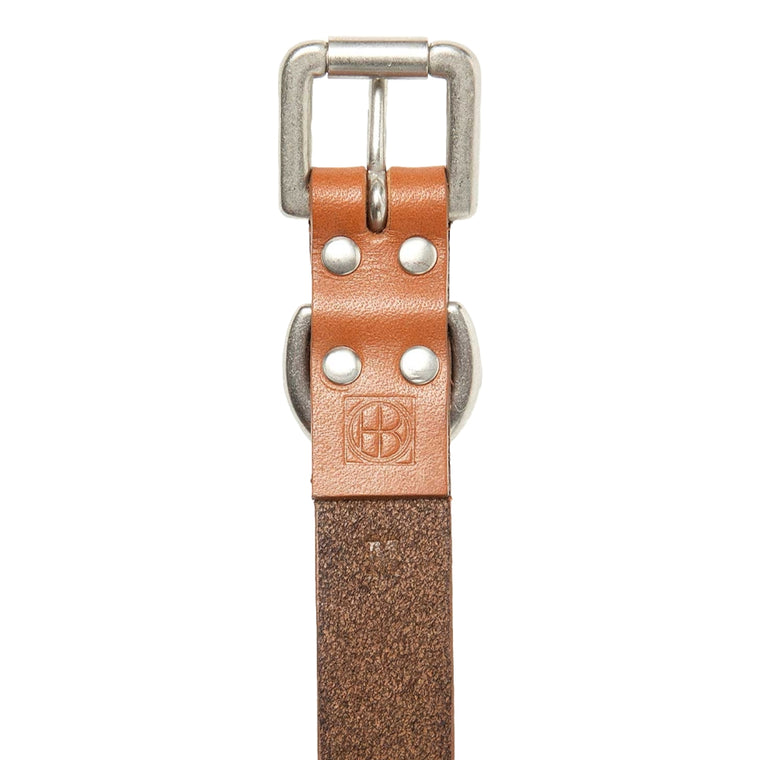 HOBO STUDDED ROLLER BUCKLE BELT COW LEATHER-CAMEL
