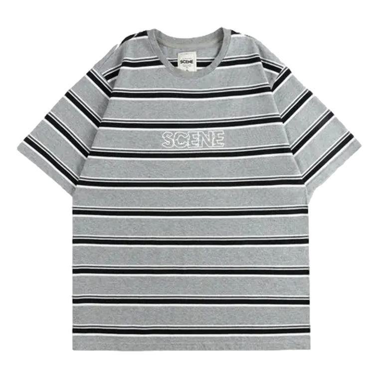 SCENE BY ICE FIRE SCENE STRIPES TEE-GREY/BLACK