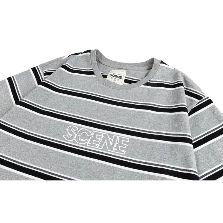 SCENE BY ICE FIRE SCENE STRIPES TEE-GREY/BLACK
