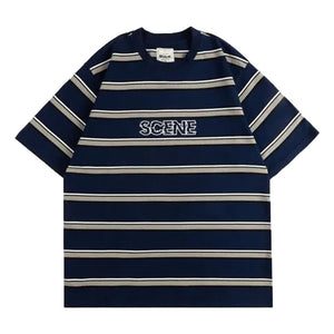 SCENE BY ICE FIRE SCENE STRIPES TEE /-NAVY/BLACK