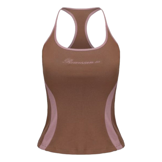 ROSEMAESE SEAMED HALTER TOP-BROWN