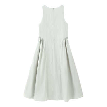 ESPRIT SLEEVELESS PANELED MIDI DRESS-ECRU