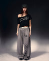 ROSEMAESE SLOUCHY OFF-SHOULDER CROP TEE-BLACK
