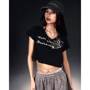 ROSEMAESE SLOUCHY OFF-SHOULDER CROP TEE-BLACK
