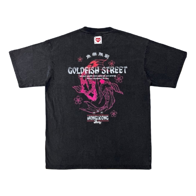 2ND CLOSET GOLDFISH STREET PRINTED T-SHIRT-BLACK