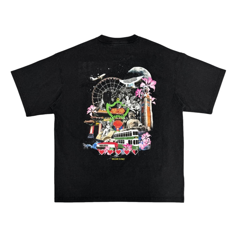 2ND CLOSET SOUVENIR WASHED T-SHIRT-BLACK