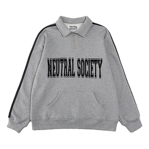 NEUTRAL SOCIETY ZIPPER POLO SWEATSHIRT-GREY