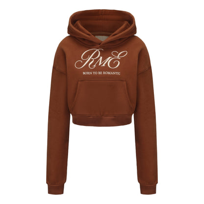 ROSEMAESE STREET MODE SHORT HOODIE-BROWN