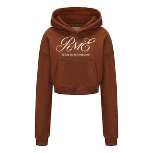 ROSEMAESE STREET MODE SHORT HOODIE-BROWN