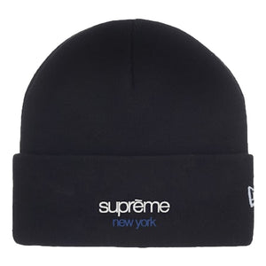 SUPREME NEW ERA CLASSIC LOGO SHOP BEANIE-BLACK/NAVY