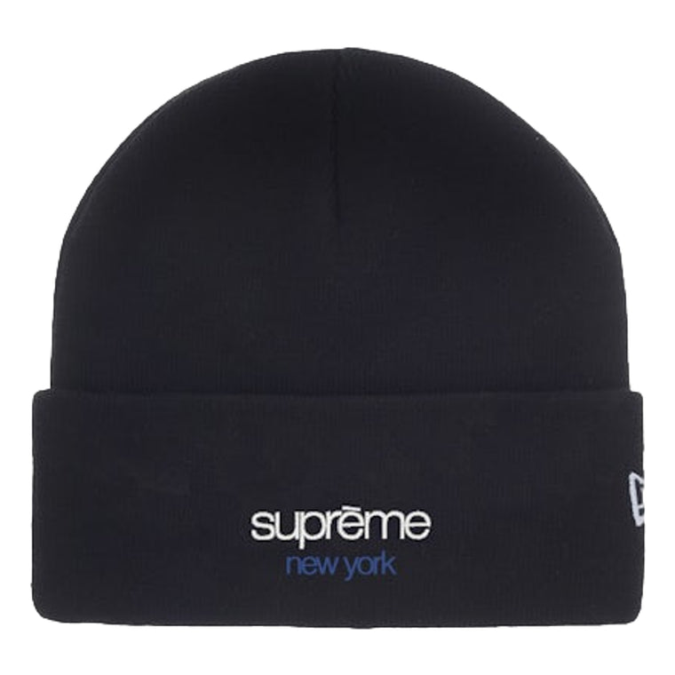 SUPREME NEW ERA CLASSIC LOGO SHOP BEANIE-BLACK/NAVY