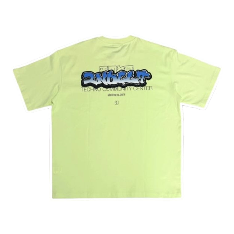 2ND CLOSET TECHNO COMMUNITY CENTER T-SHIRT-LIME
