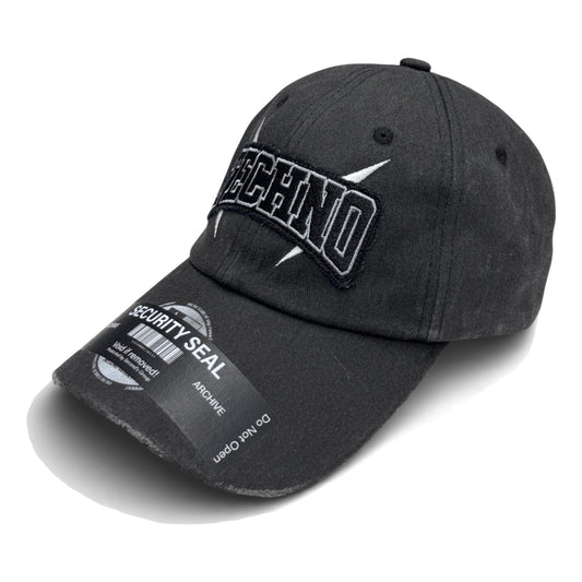 2ND CLOSET “TECHNO“WASHED DAMAGED CAP-WASHED BLACK