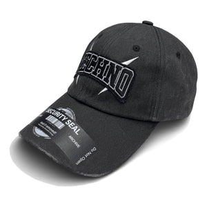 2ND CLOSET “TECHNO“WASHED DAMAGED CAP-WASHED BLACK
